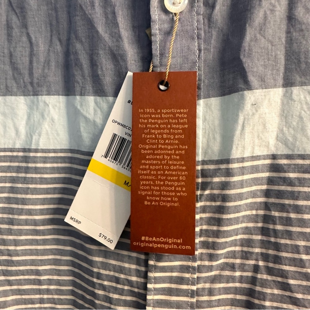Original Penguin Heritage Slim Fit Button Down Short Sleeve Shirt NWT - Picture 5 of 7